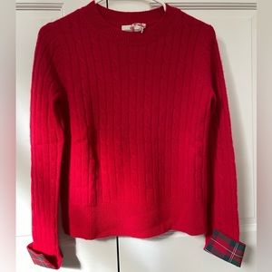 Vineyard Vines tartan cuff red cashmere sweater
